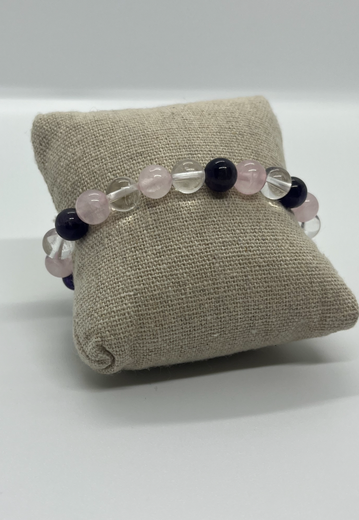 Bracelet Améthyste / Quartz Rose / Cristal de roche